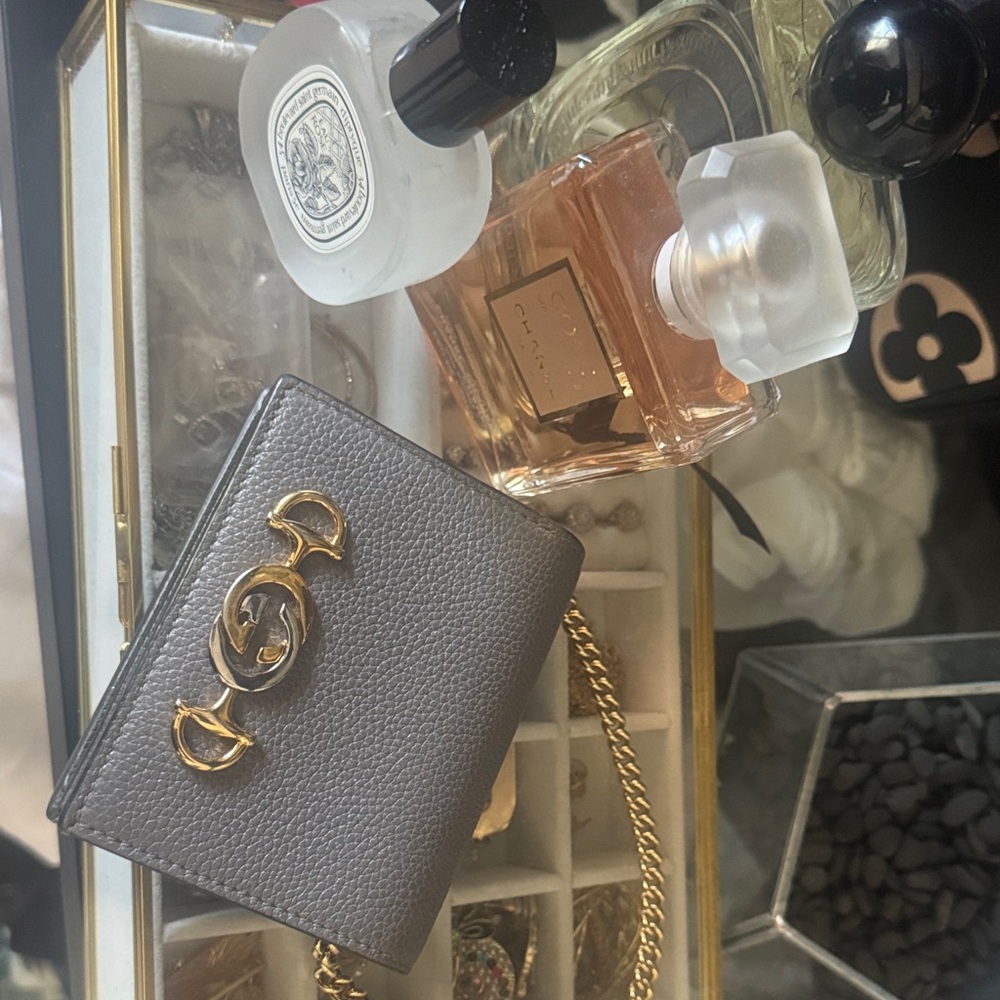 Gray Leather Chain Bag